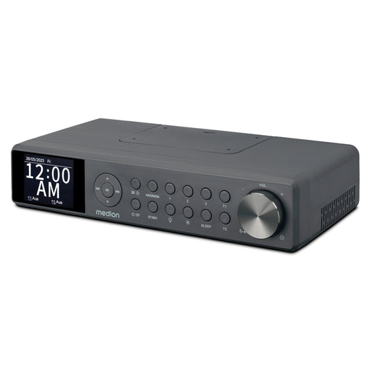 MEDION P66750 Kitchen Under-Cabinet Radio (DAB+ kitchen radio, PLL FM radio, dimmable TFT color display, cooking timer, Bluetooth, LED strip, including mounting material) gray
