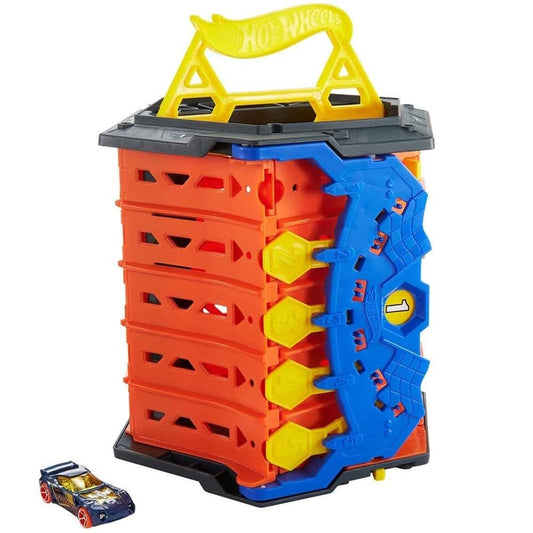 Hot Wheels GYX11 - Rollout Raceway Trackset, can be rolled out into a five-lane racetrack, storage container, toy car racetrack for kids ages 4 and up.