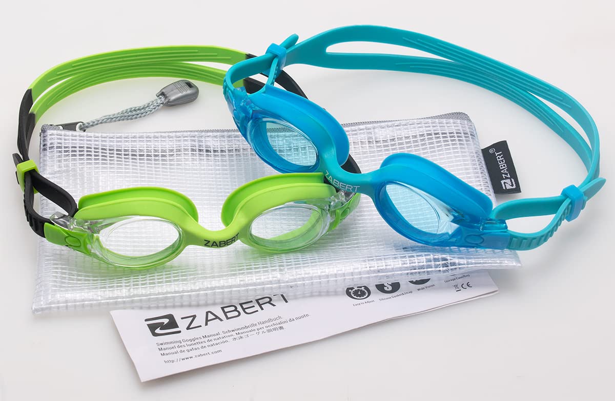 ZABERT Children's Swim Goggles, Swim Goggles Chlorine Goggles for Teens Kids Child Junior Boys Girls 2 3 4 5 6 7 8 9 10 Years Blue Turquoise Black Green