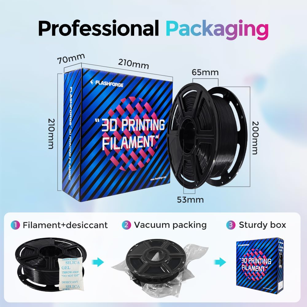 FLASHFORGE High Speed PLA Filament 1.75mm, print up to 8x faster, 500mm/s Rapid Printing 3D Printer Filament, HS PLA for optimal efficiency at high speeds (Black)