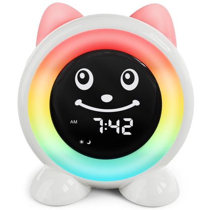 FiveHome Alarm Clock Kids Sleep Trainer Children's Digital Light Alarm Clock with 11 colors Night Light | Timer | Snooze Function | Gift for Girls and Boys Cat Clock