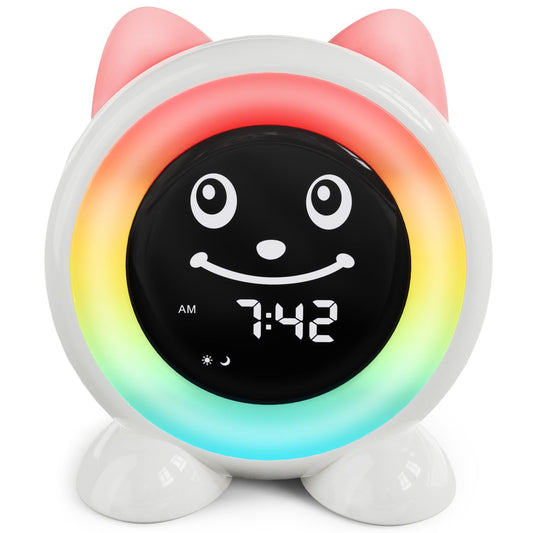 FiveHome Alarm Clock Kids Sleep Trainer Children's Digital Light Alarm Clock with 11 colors Night Light | Timer | Snooze Function | Gift for Girls and Boys Cat Clock