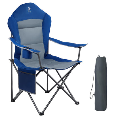 EVER ADVANCED Luxury Camping Chair Foldable 160KG Capacity Ultra Large with High Backrest, Comfortable Folding Chair with Side Pockets & Cup Holder for Camping Garden Balcony Fishing, Outdoor Chair Fishing Chair
