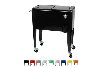 Kailua Cooler - American cooler box, cooler cart, party drink cooler, black.