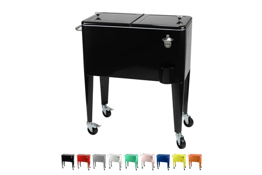 Kailua Cooler - American cooler box, cooler cart, party drink cooler, black.