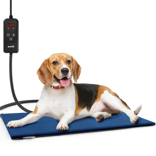 Pecute Pet Heating Pad, Cat & Dog Heated Mat Indoor, Dog Heating Pad Safe, 6 Levels Temperature & Timing Adjustable Electric Pet Heating Blanket for Dogs Cats (L, 70x40cm)