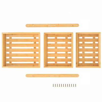 G.a HOMEFAVOR Bamboo Fruit Basket 3-Tier Detachable Fruit Stand Storage Holder for Vegetables Snacks Bread Kitchen, Natural Color