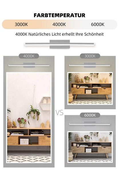 DILUMEN Bathroom Lamp Wall 40cm, stainless steel, crystal acrylic, Bathroom Wall Lamp Led 9w 1100lm Neutral White 4000K, Wall Bathroom Lamp, Mirror Light Modern IP44 Waterproof.