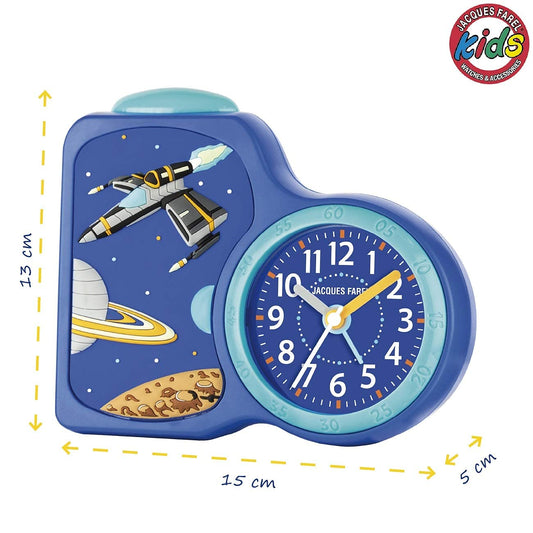 JACQUES FAREL Kids Alarm Clock Boys Space Blue Silent, with Light and Snooze ACB 08SPA