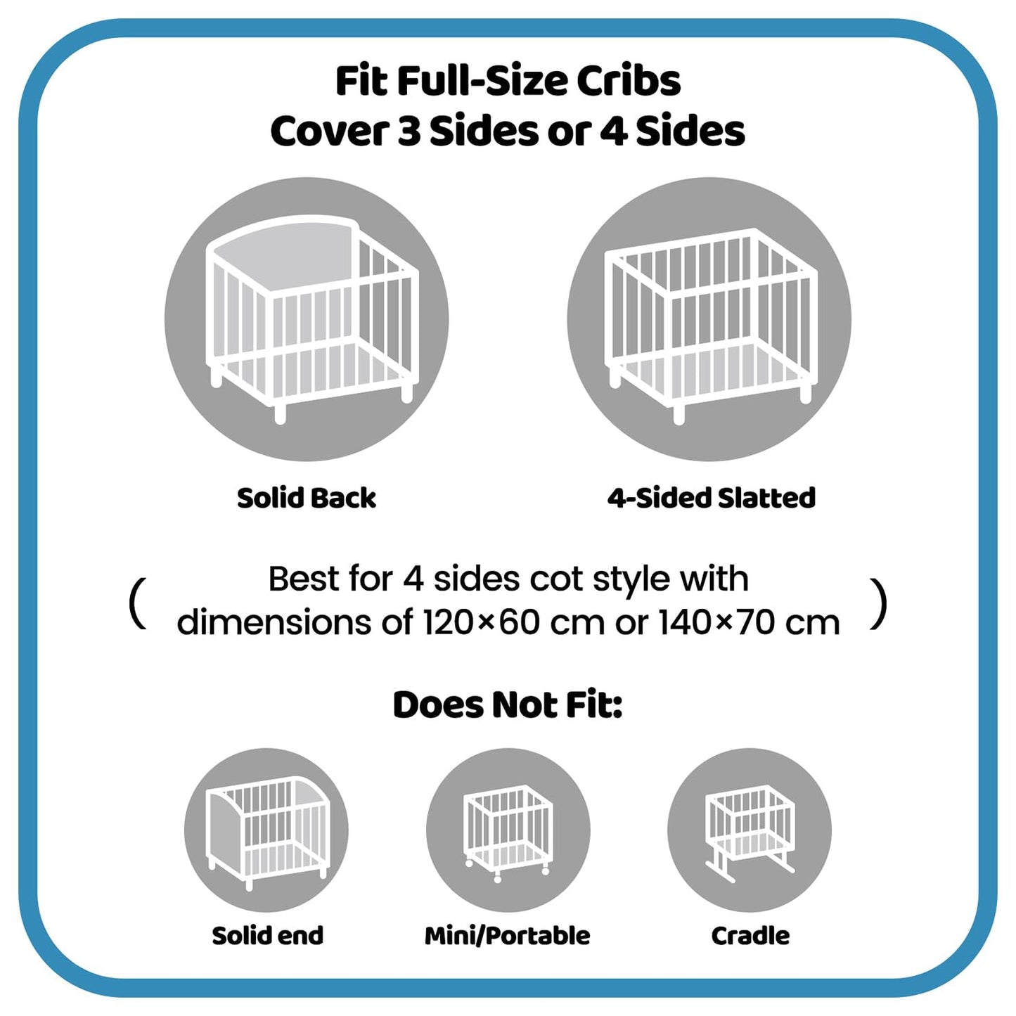 WYSWYG® Baby Nest Bumper Bed Bumper Baby Bed Bumpers 70x140 cm Crib - High Quality Mesh Breathable Bedside Crib - Rail Guard Crib Protection from Pinching - Gray