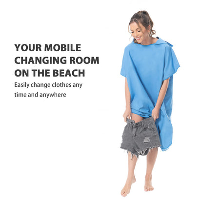 MOKANI Surf Poncho Changing Robe for Women Men Adults Teens, Ultralight and Quick-Drying, Microfiber Towel Poncho also serves as a changing robe at the beach (Blue)