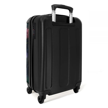 NoBoringSuitcases.com® Kids' suitcase for girls with cute illustrations of kittens, flowers, and forest. Compact hand luggage trolley measuring 55x40x20 cm.