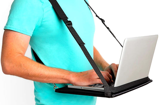 Laptop Harness, standing desk, mobile walking laptop carrier, adjustable desk, and portable laptop stand, hands-free portable desk for laptop (13 inch) or notebook.