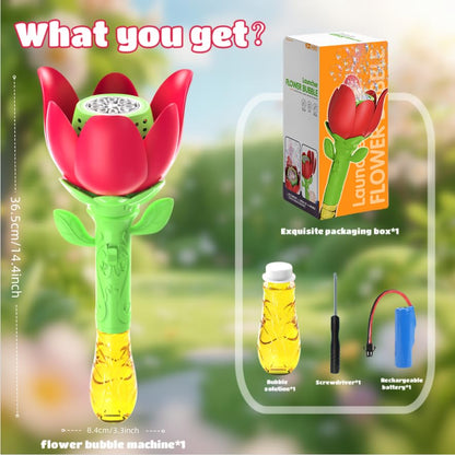 PANACARE Flower Bubble Wand, Electronic Bubble Machine for Kids with bubble solution/battery/light, Bubble Machine 10000+ bubbles toy kids gift/birthday/party/wedding