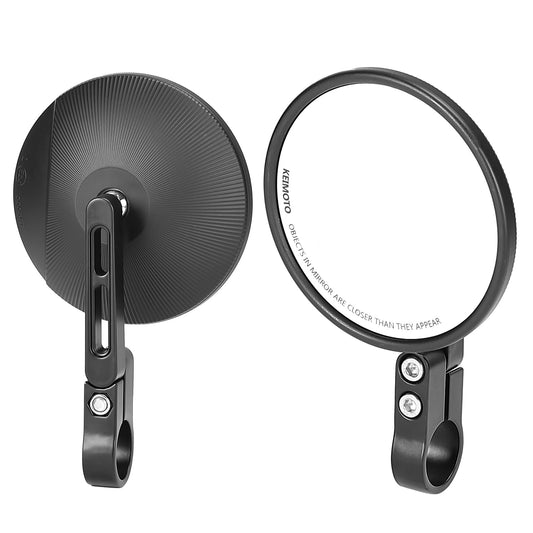 KEMIMOTO CNC Motorcycle Mirror E24 Approved, 360° Rotatable, 2 Pcs Round Bar End Mirrors, Motorcycle Mirrors Compatible with Most Motorcycles, ATV, Scooter, Moped