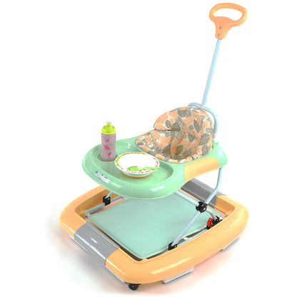 Daliya® BEBISTEP 4in1 play and walk learning car - baby walker with rocking function Walking aid Baby swing with music & game center & dining table (Yellow-turquoise)