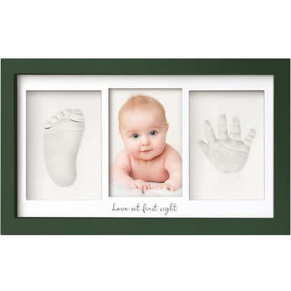 Baby handprint and footprint set - Baby hand and foot plaster cast for newborns - Baby handprint photo frame - Baby footprint plaster cast set - Baby shower footprint kit (Hunter Green)