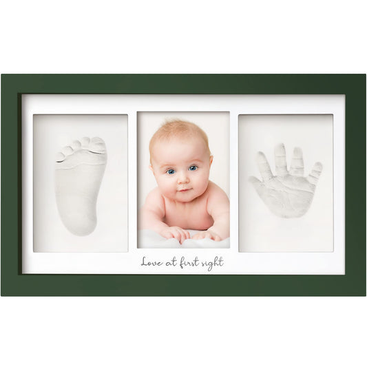 Baby handprint and footprint set - Baby hand and foot plaster cast for newborns - Baby handprint photo frame - Baby footprint plaster cast set - Baby shower footprint kit (Hunter Green)