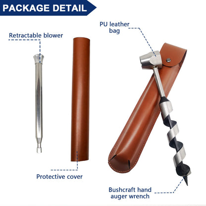Hand drill Bushcraft Manual screwdriver, Hand drill Outdoor Auger Bushcraft with Holster & Blow Fire Tube, Wood drill Scotch Eye for outdoor/camping/bushcraft settlers.