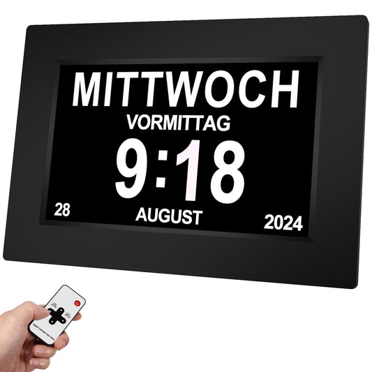 SINOIDEAS Digital Alarm Clock, Digital Calendar, Dementia Clock for Seniors with Customized Reminders (Black, 8 inch)