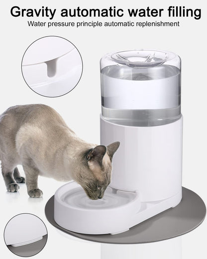 JOFLVA Pet Automatic Water Dispenser, 2.5L for Dogs Cats, Water Fountain Without Electricity, Non-Slip Base, BPA Free, with Placemat