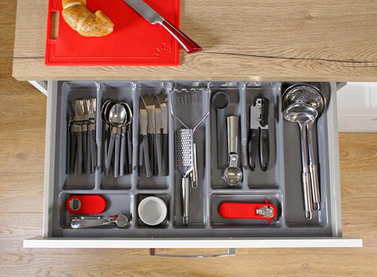 Alusfera cutlery tray for drawers 60 cm - Drawer organizer with compartmentalization - High-quality kitchen drawer organizer for more order - Customizable and easy to clean - 630x430mm Silver