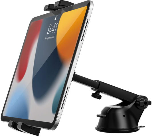 Dashboard Tablet Holder Car Front, woleyi Car/Truck Tablet Mount Suction Cup Strong, Windshield Car Mount for iPad Pro/Air/Mini/Galaxy Tabs/Lenovo/Phones 4-12.9"