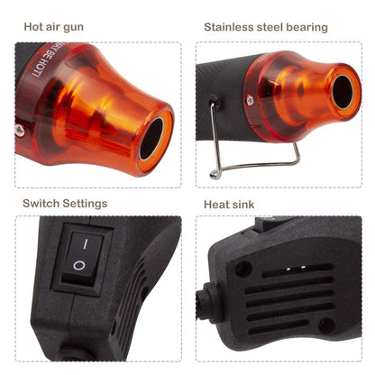 Mini 300W electric hot air gun shrink heat tool with embossing powder set. Perfect for drying paint, rubber stamp, and heating small clay works. Ideal for DIY projects.