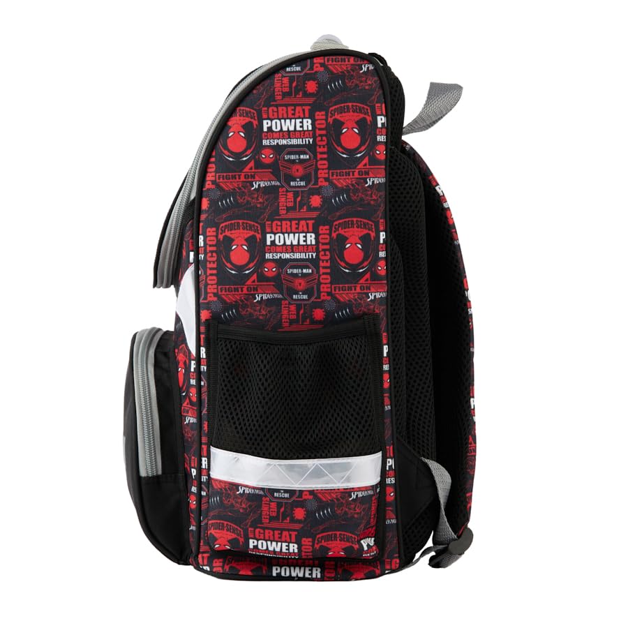 Goldkids - School backpack for boys and girls - Kids' backpack with pencil case - Shoe bag and homework book - Spider-Man design - for 1st to 3rd grade (6-piece set)