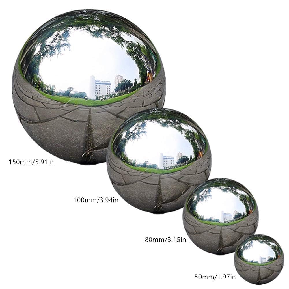 Zosenda stainless steel garden ball, 6 pieces 50-150 mm mirror-polished hollow ball. Reflective Gazing Ball, Floating Pond Balls Seamless decorative ball for home garden ornamentation.