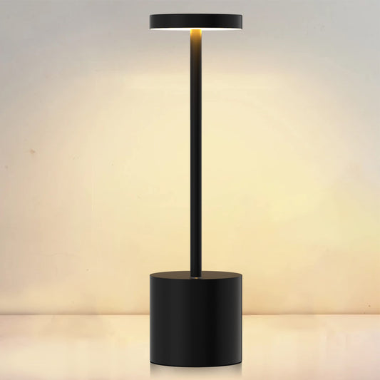 SLSMD Cordless Table Lamp, Metal Aluminum Dimmable LED Battery Table Light, Portable USB Rechargeable Bedside Lamp, Suitable for Indoor Outdoor Dining Bar Patio (Black)