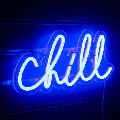 Chill neon wall light sign for wall decor. Neon light for bedroom, bar, hotel, game room.