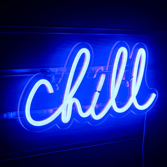 Chill neon wall light sign for wall decor. Neon light for bedroom, bar, hotel, game room.