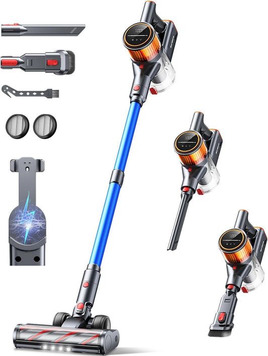 Cordless Vacuum Cleaner 550W/45000Pa/60min Runtime, Wireless Vacuum with Docking Station, Lightweight Standalone Cordless Vacuum, Super Quiet Battery-Powered Vacuum for Hard Floors Carpets Pet Hair