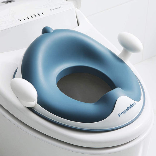 Angelbliss toilet seat for kids, baby potty training toilet trainer, children's toilet seat for boys and girls, double anti-slip cushion seat, with handle and splash guard.