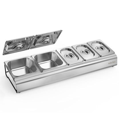 Fire-resistant pizza ingredient container, stainless steel container with lid, side dish container for catering & kitchen, catering container, pizza accessories