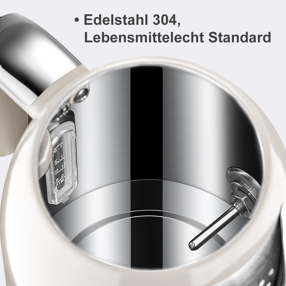 Wiltal Electric Kettle [1.7L, 2200W], Retro Cream, Stainless Steel, Toaster Kettle Set Retro (Water temperature display in retro design, external water level indicator) Vintage Tea Kettle.