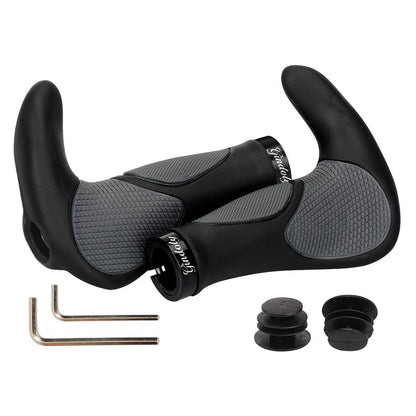 Gindoly bike grips are ergonomically designed for all types of handlebars, providing perfect grip security. These non-slip handlebar grips are suitable for MTB bikes and come in black/gray.
