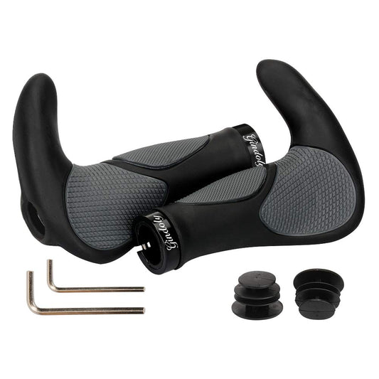 Gindoly bike grips are ergonomically designed for all types of handlebars, providing perfect grip security. These non-slip handlebar grips are suitable for MTB bikes and come in black/gray.
