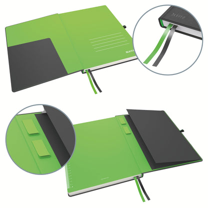 Leitz Complete Quality Notebook A6 lined, 160 pages, 80 sheets, hardcover with high-quality cover, 100 g/m² paper FSC certified, closure, bookmark, pen loop, black, 44800095