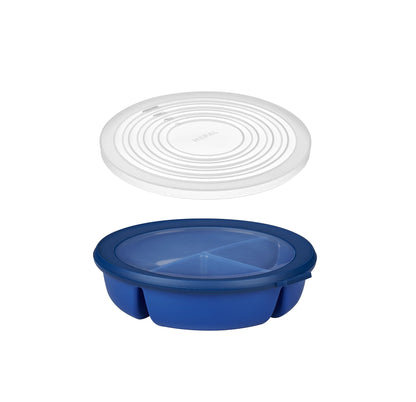 Mepal - Bento bowl starter set with microwave lid, multipurpose tray with 3 compartments, round Cirqula - airtight storage container - meal prep boxes & food storage containers - Vivid blue