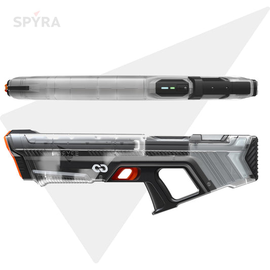 SpyraGO Water Gun Electronic Automatic Premium Water Gun 9 Meter Range LED Display Fast Charging Summer Toy for Kids and Adults (Clear)