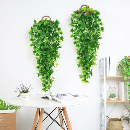 Ageomet Artificial Hanging Plants, 1.1m, artificial ivy, artificial hanging plants, kitchen plants for wall, home, room, indoor and outdoor, set of 3.