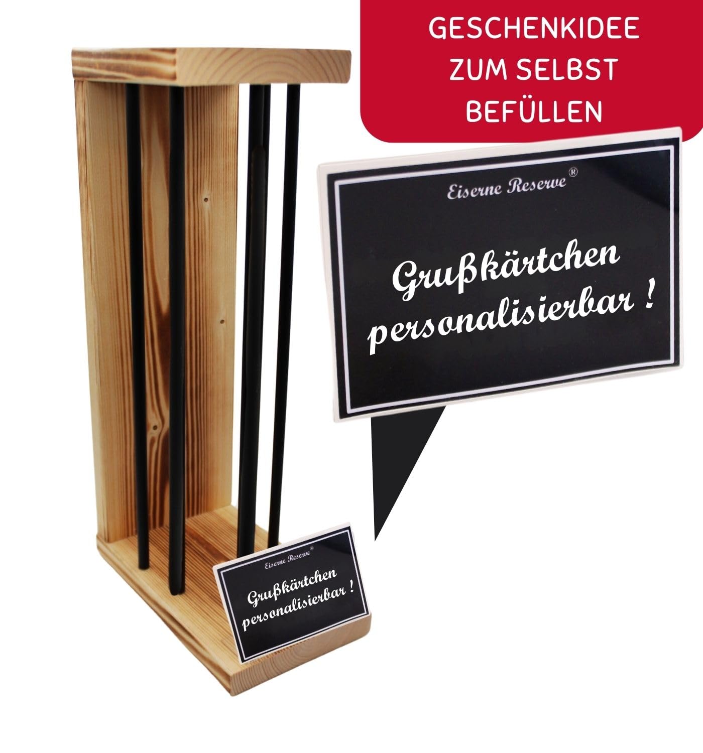 Personalized gifts for men, women gift idea with names - Iron Reserve Black Edition blank L empty for SELF filling incl. emergency saw - Dad Mom Birthday Wedding