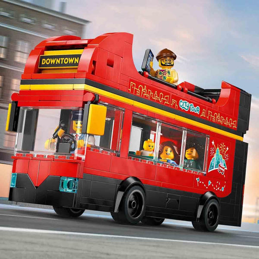LEGO City Double Decker Bus, Double Decker Toy Bus, Vehicle Playset for boys and girls aged 7 and up, includes 5 figures, including one baby in a stroller 60407