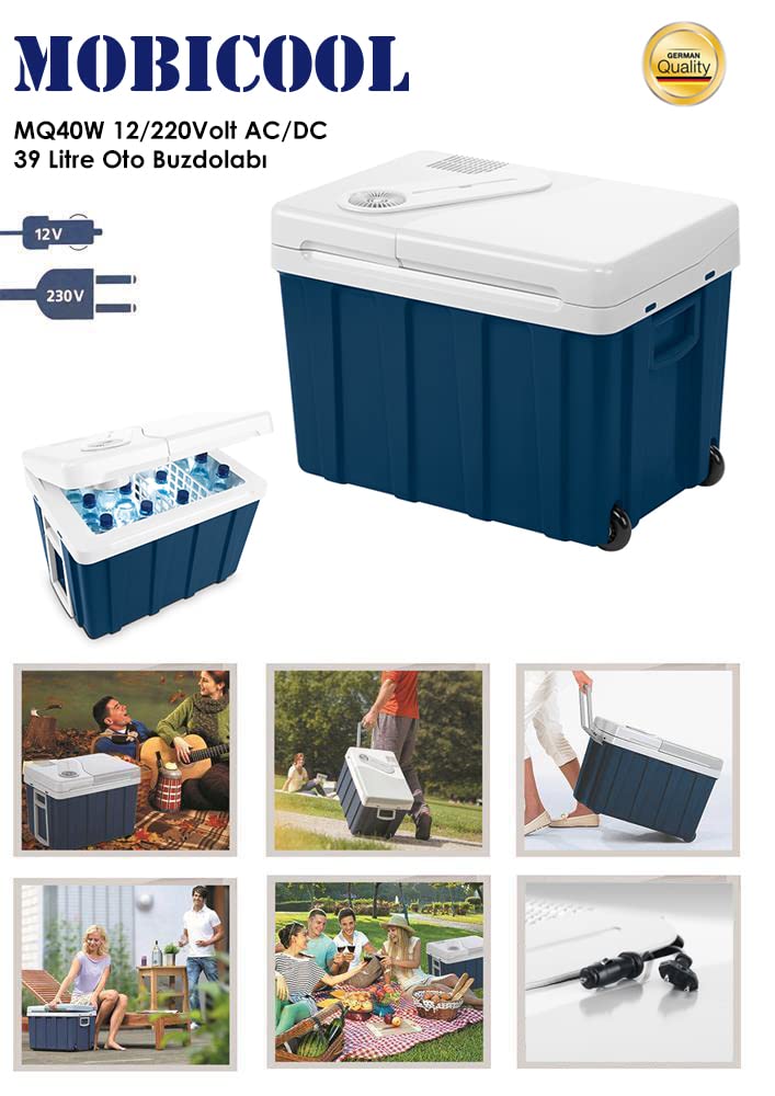 Mobicool MQ40W Cooler with Wheels | Electric | 39 L | 12V, 230V | for Car, Boat, Motorhome, and Socket