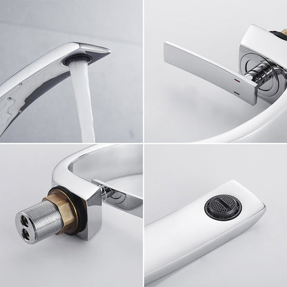 Bathroom faucet Chrome single handle mixer modern for bathroom (Chrome)