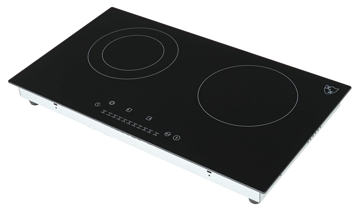 K&H glass ceramic cooktop HC-N-3402 [2 zones] - hob with 2 cooking zones - 2 plate hob - 2 independent cooking zones - double cooking plate - installable & freestanding - 60cm - 3400 watts - 9 power levels