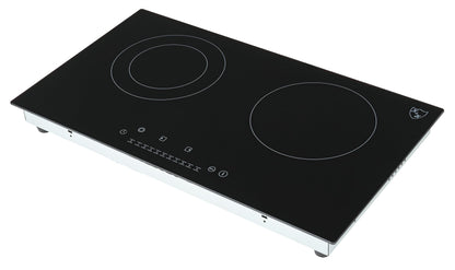 K&H glass ceramic cooktop HC-N-3402 [2 zones] - hob with 2 cooking zones - 2 plate hob - 2 independent cooking zones - double cooking plate - installable & freestanding - 60cm - 3400 watts - 9 power levels