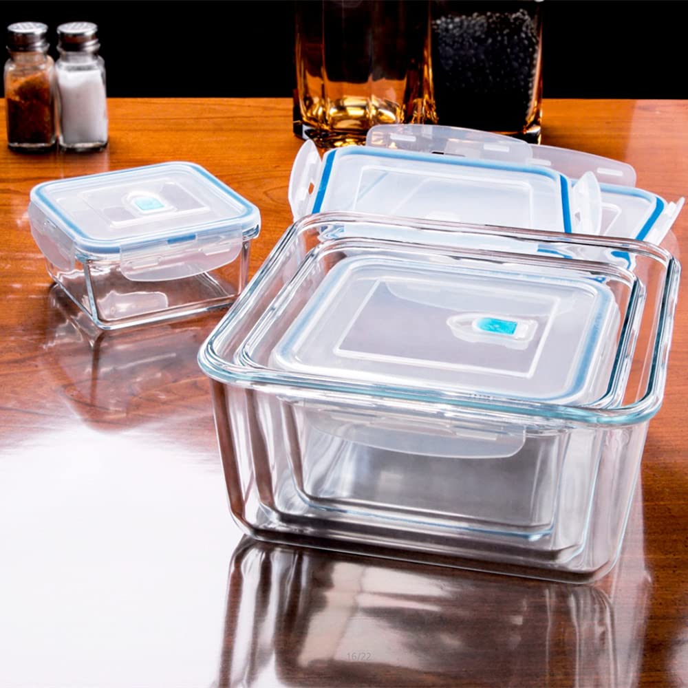 HUSANMP 4-piece set extra-large glass food storage containers with lids, glass containers with lids, glass storage containers, BPA-free.